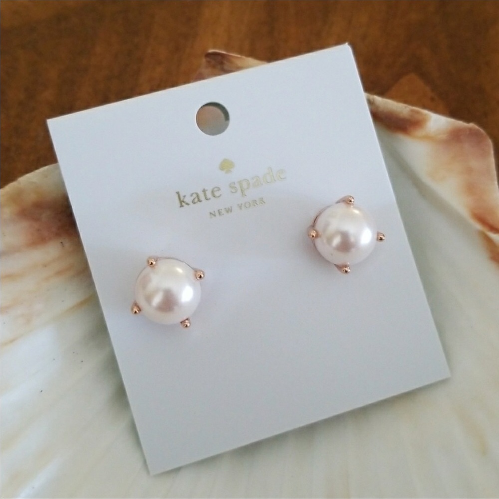 ♠️ NEW Kate Spade Rose Gold Pearl Earrings - Picture 2 of 5